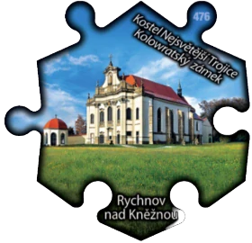 Magnetka č. 476 Rychnov nad Kněžnou - Kolowratský zámek - Kostel Nejsvětější Trojice
