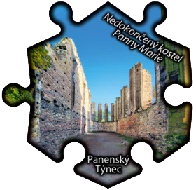 Magnetka č. 1384 Panenský Týnec - Nedokončený kostel Panny Marie