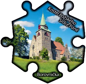 Magnetka č. 1499 Borovnička - Kostel Božského Srdce Páně