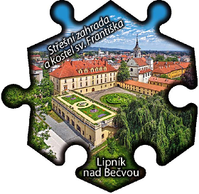 Magnetka č. 1157 Lipník nad Bečvou – Zámek se střešní zahradou a kostel sv. Františka Serafinského