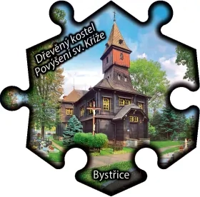 Magnetka č. 1303 Bystřice – Dřevěný kostel Povýšení sv. Kříže