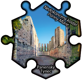 Magnetka č. 1384 Panenský Týnec - Nedokončený kostel Panny Marie