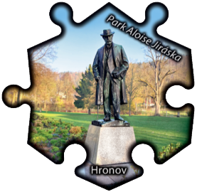 Magnetka č. 1477 Hronov - Park Aloise Jiráska