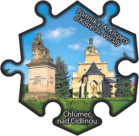 Magnetka č. 767 Chlumec nad Cidlinou - Pomník V. K. Klicpery a Kostel sv. Voršily